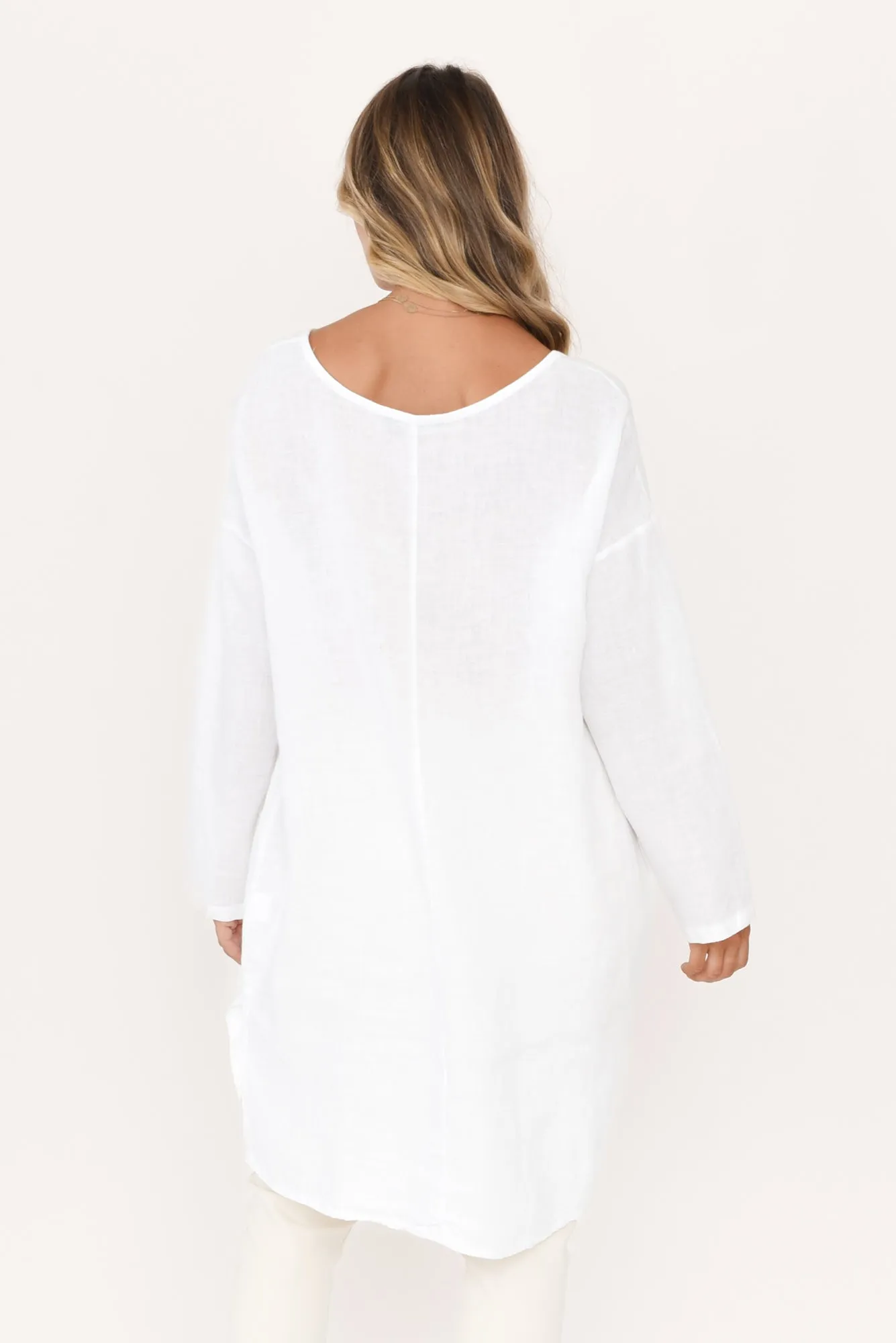 Holly White Linen Pocket Tunic sold by Blue Bungalow product image thumbnail 4