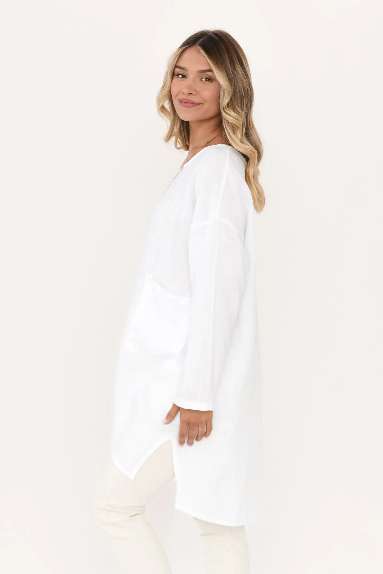 Holly White Linen Pocket Tunic sold by Blue Bungalow product image thumbnail 3