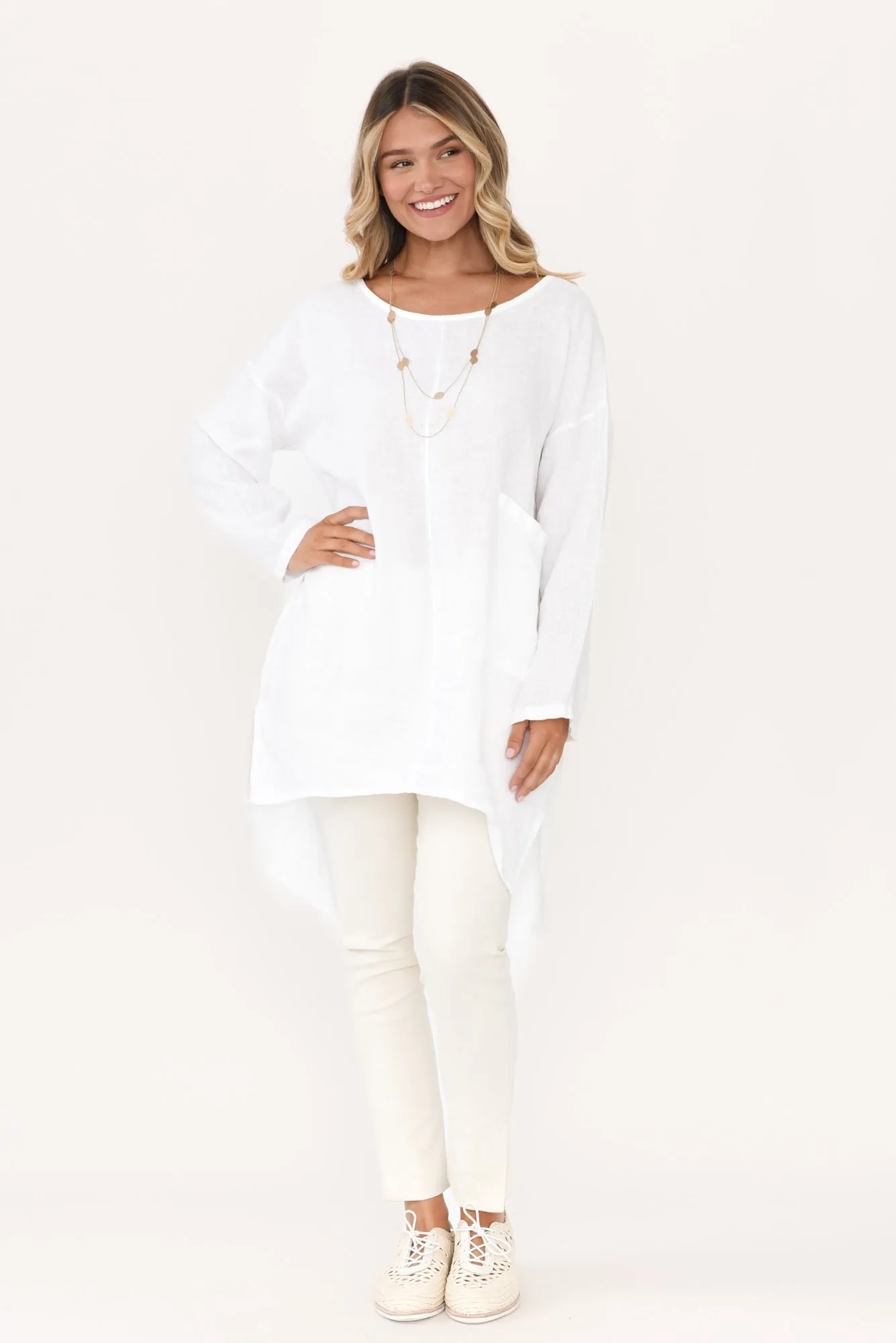 Holly White Linen Pocket Tunic sold by Blue Bungalow product image thumbnail 2