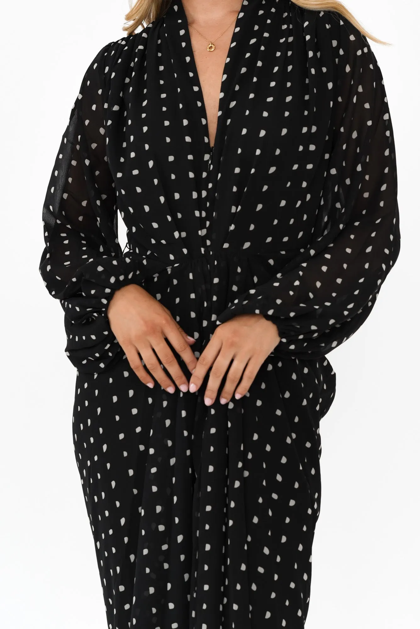 Mona Black Spot Dress sold by Blue Bungalow product image thumbnail 5