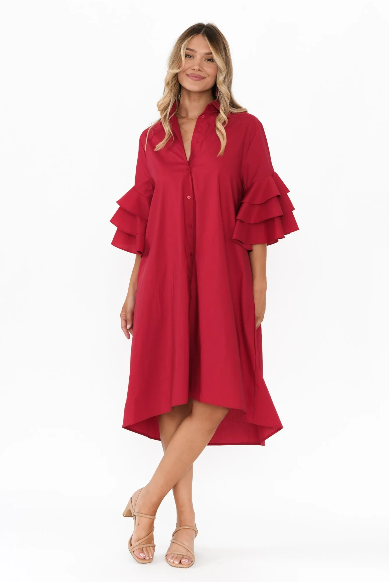 Maestro Cherry Cotton Tie Dress sold by Blue Bungalow