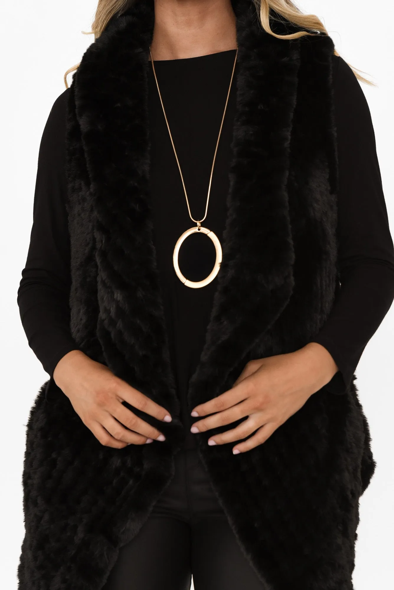 Haywood Black Faux Fur Vest sold by Blue Bungalow product image thumbnail 5