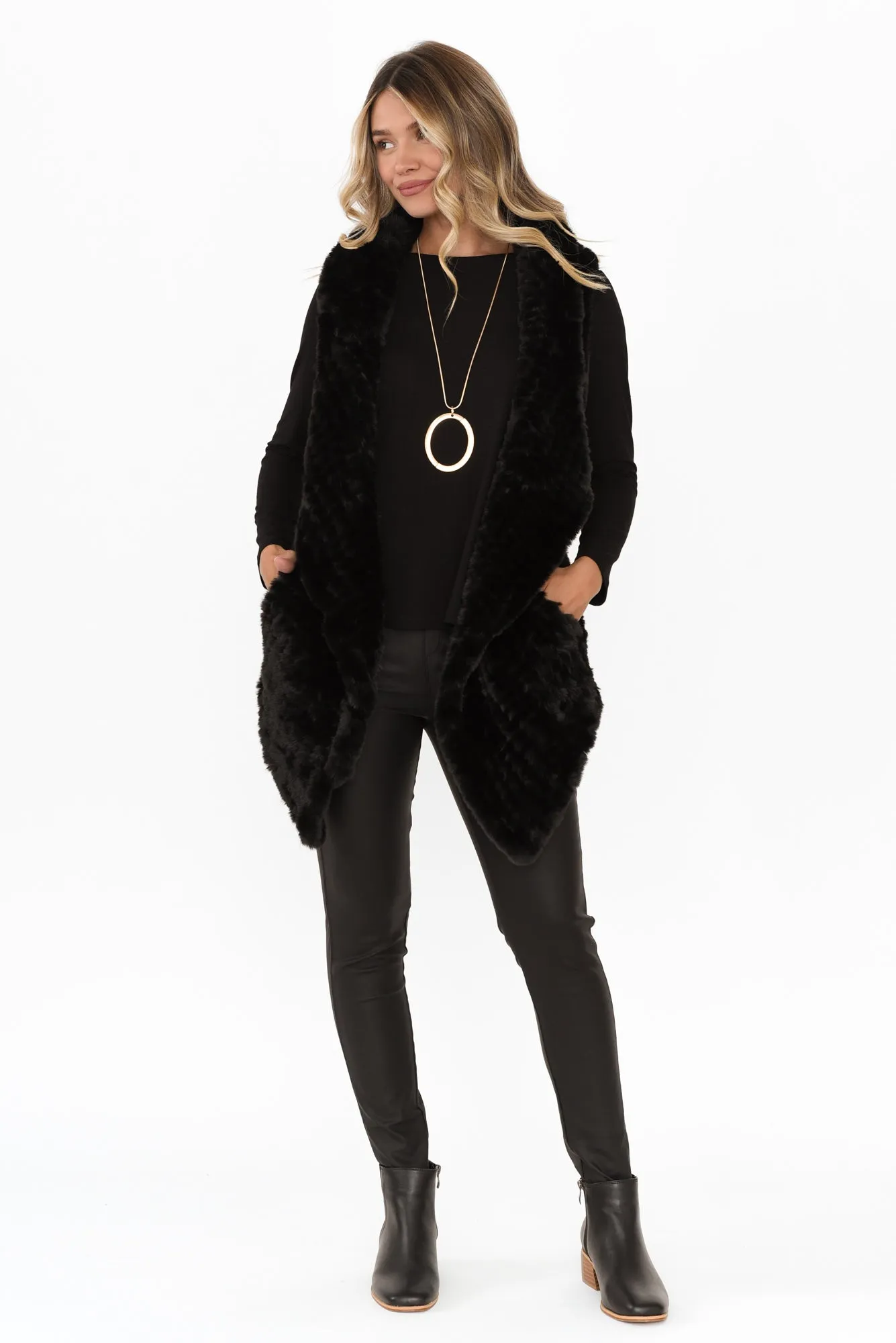 Haywood Black Faux Fur Vest sold by Blue Bungalow product image thumbnail 2