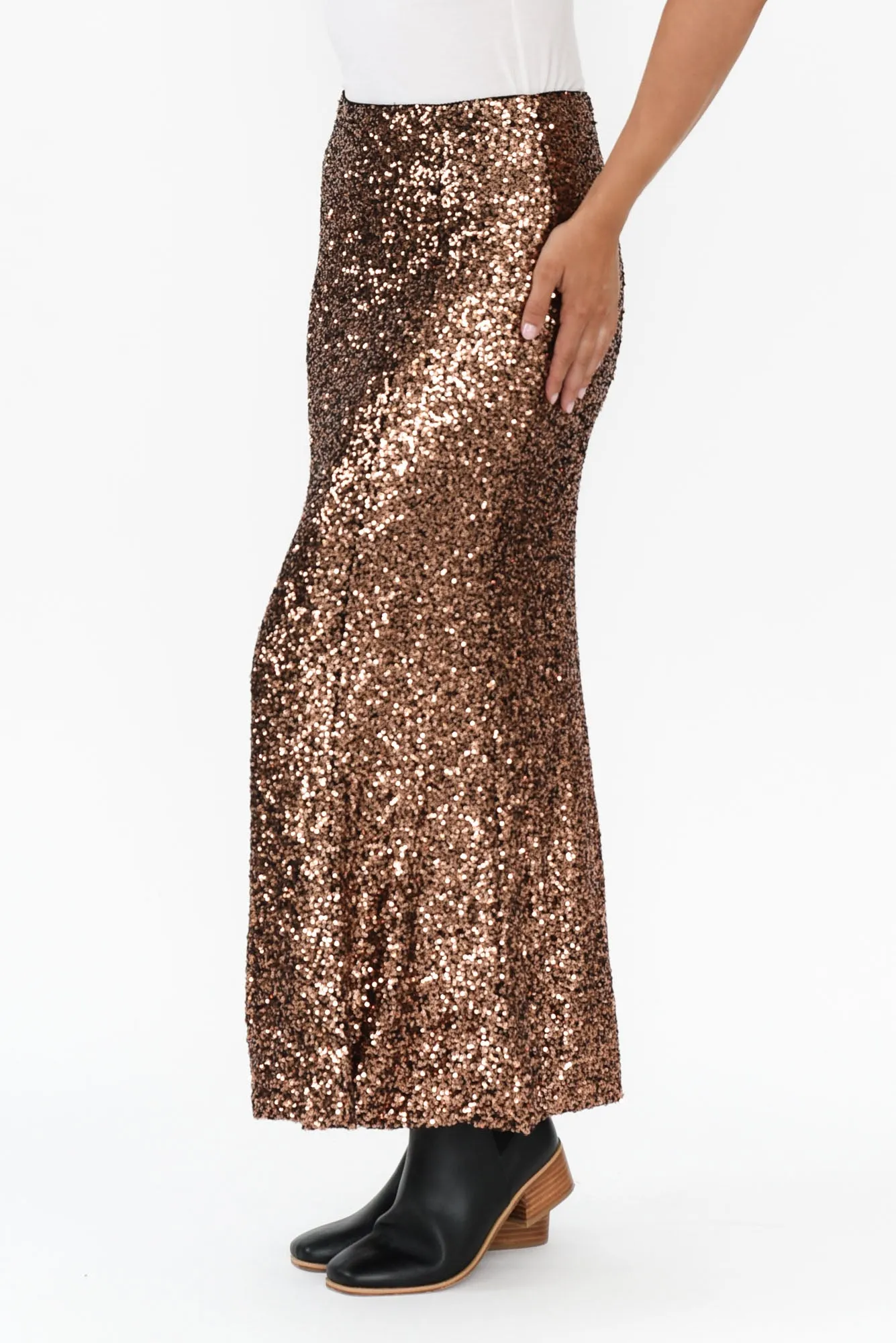 Ritz Bronze Sequin Skirt sold by Blue Bungalow product image thumbnail 3