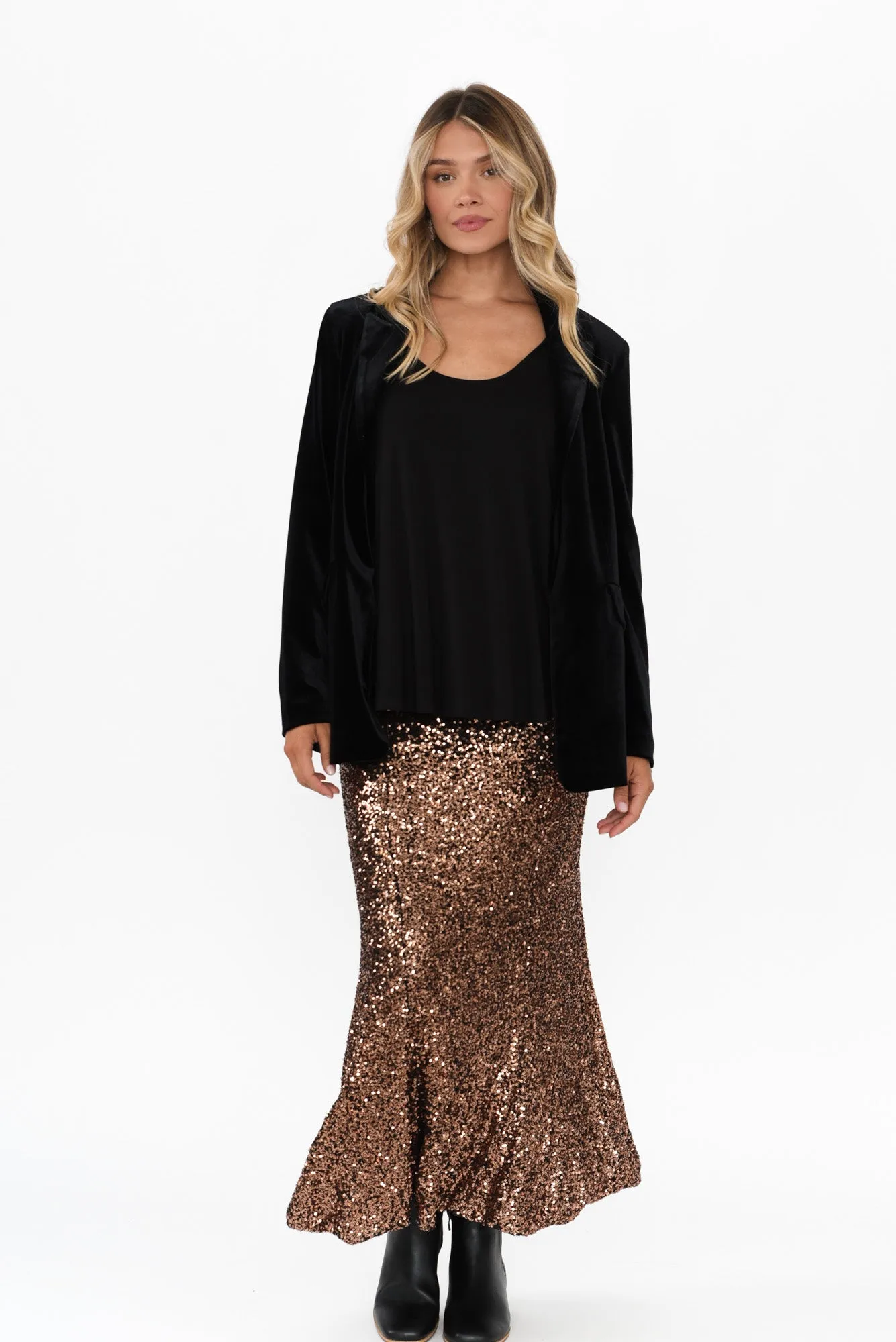 Ritz Bronze Sequin Skirt sold by Blue Bungalow product image thumbnail 2