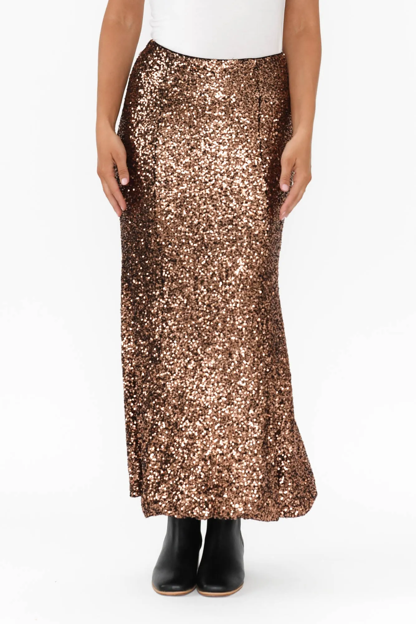 Ritz Bronze Sequin Skirt sold by Blue Bungalow
