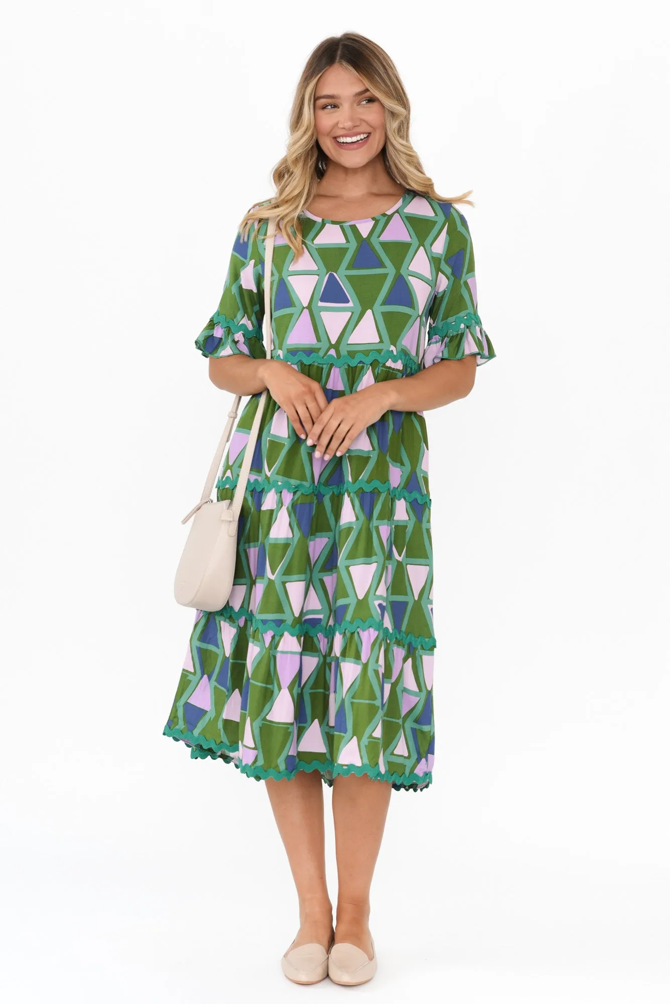 Cecelia Green Geo Tier Dress sold by Blue Bungalow product image thumbnail 2