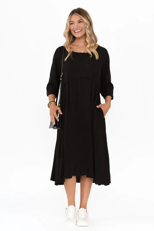 Zaelia Black Sleeved Crescent Dress sold by Blue Bungalow