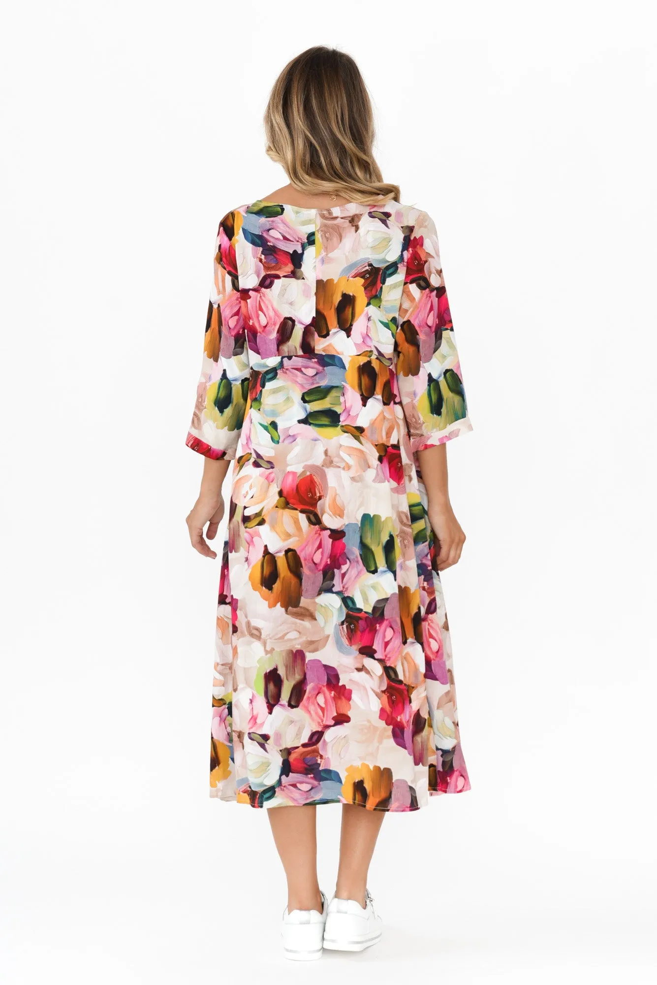 Zaelia Purple Floral Sleeved Crescent Dress sold by Blue Bungalow product image thumbnail 4