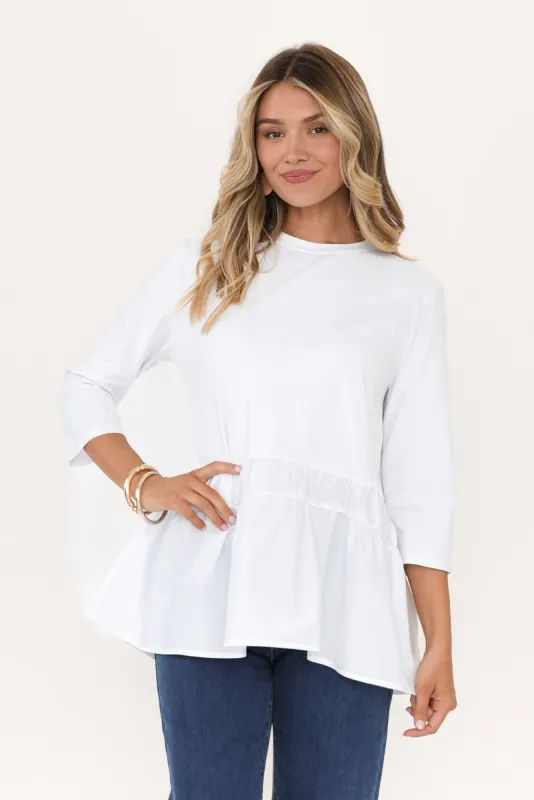 Blaire White Splice Cotton Top sold by Blue Bungalow