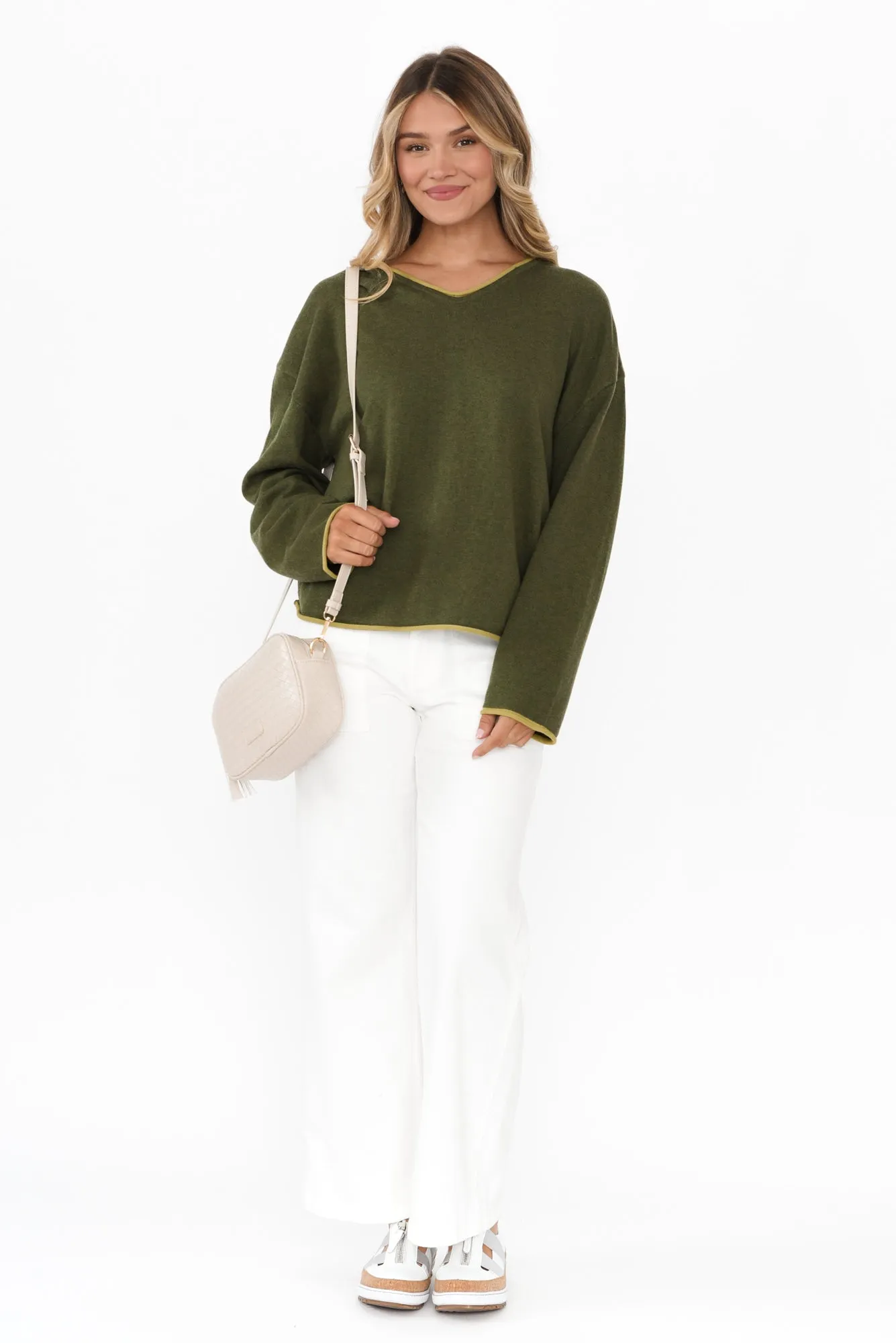 Beau Green Trim Cotton Blend Jumper sold by Blue Bungalow product image thumbnail 2