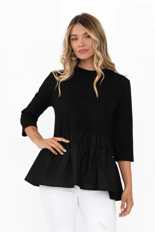 Blaire Black Splice Cotton Top sold by Blue Bungalow