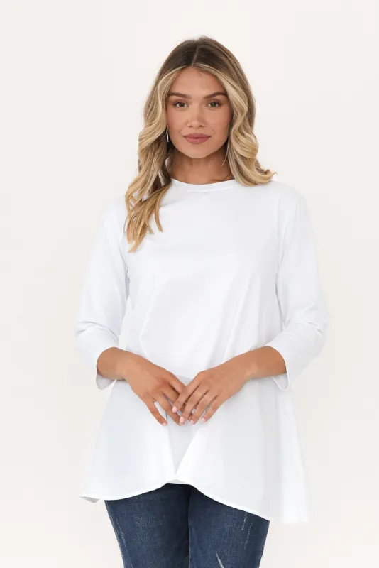 Arlene White Cotton Asymmetric Top sold by Blue Bungalow