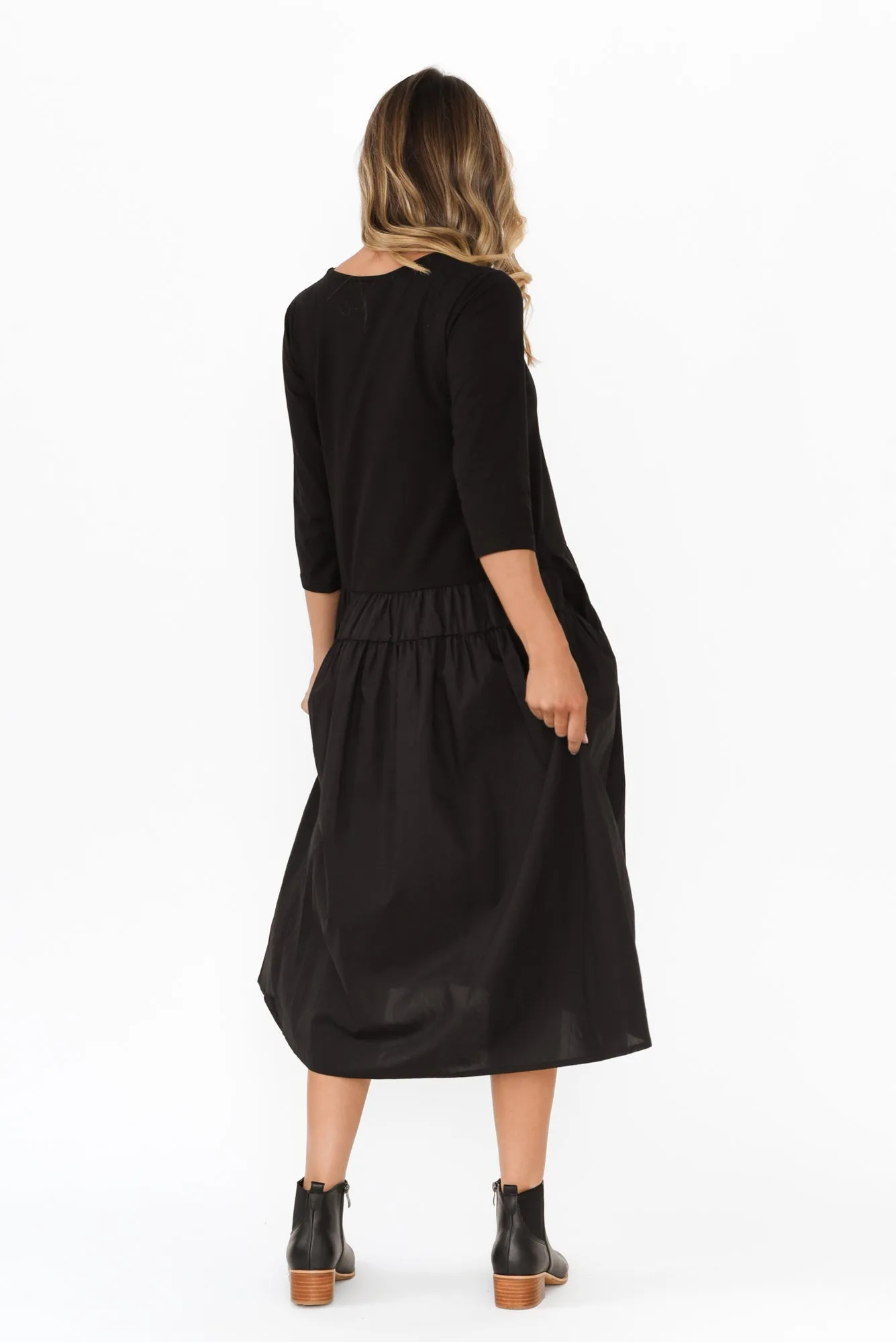 Florette Black Splice Cotton Dress sold by Blue Bungalow product image thumbnail 4