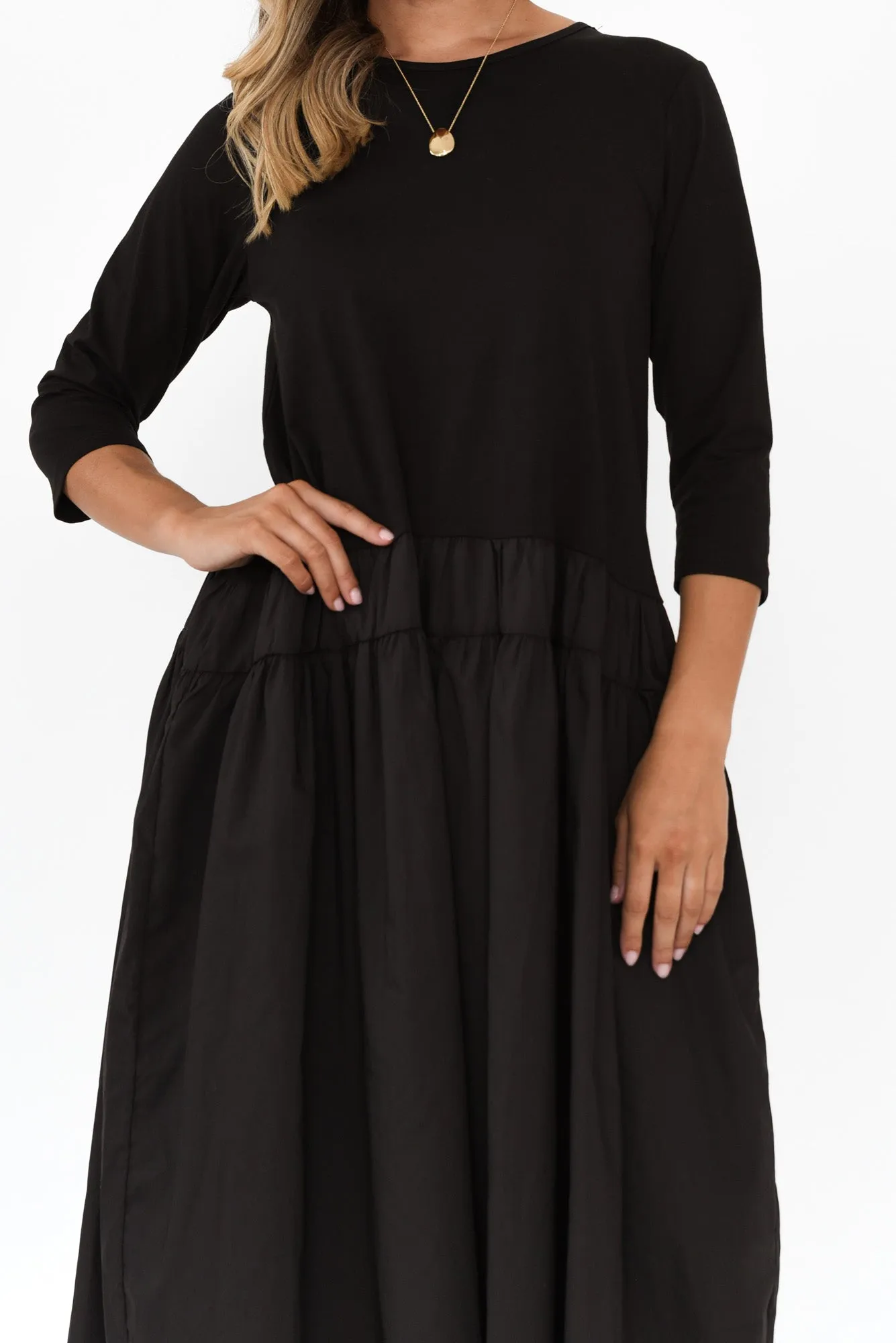 Florette Black Splice Cotton Dress sold by Blue Bungalow product image thumbnail 5