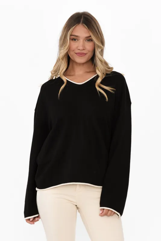 Beau Black Trim Cotton Blend Jumper sold by Blue Bungalow