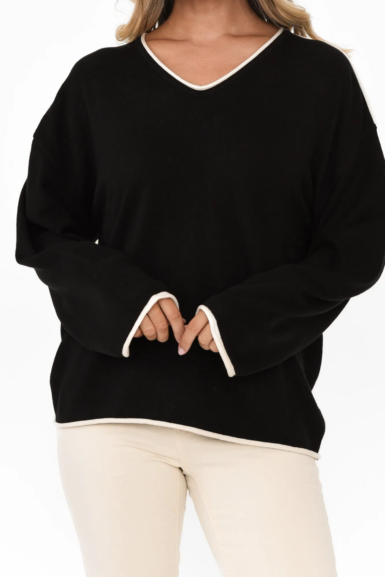 Beau Black Trim Cotton Blend Jumper sold by Blue Bungalow product image thumbnail 5