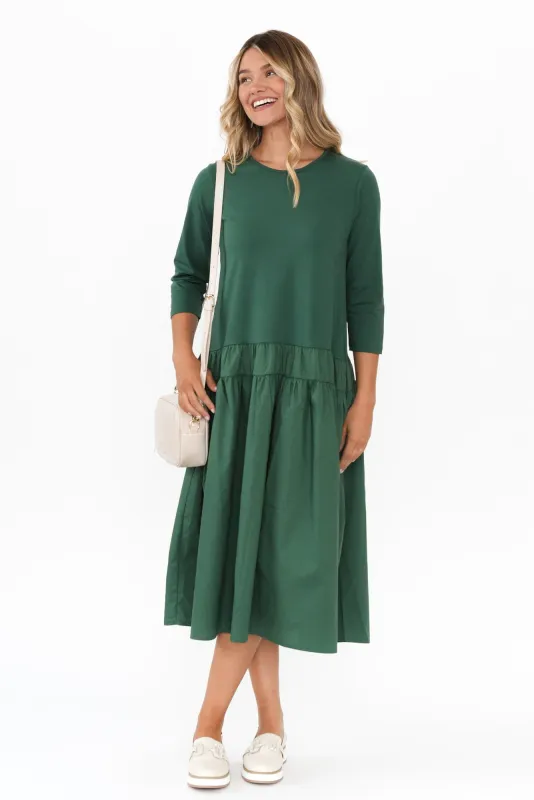 Florette Green Splice Cotton Dress sold by Blue Bungalow