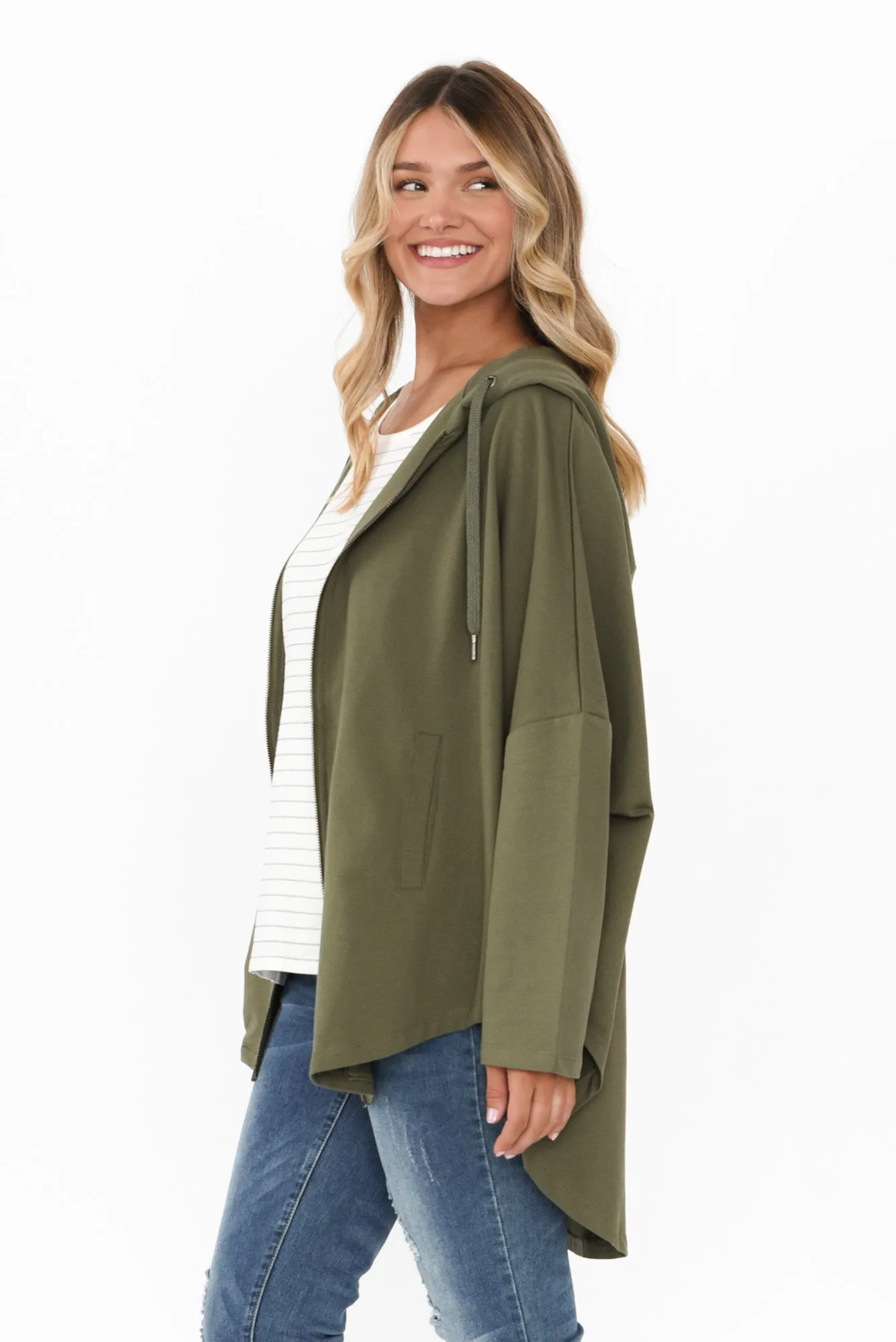 Sal Khaki Cotton Hooded Jacket sold by Blue Bungalow product image thumbnail 3