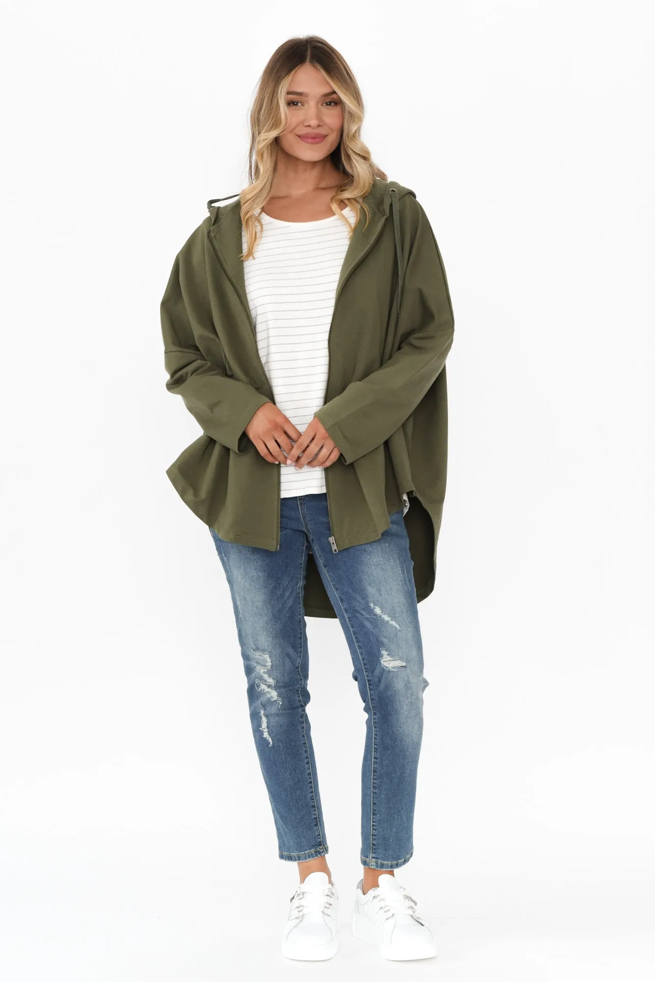 Sal Khaki Cotton Hooded Jacket sold by Blue Bungalow product image thumbnail 2