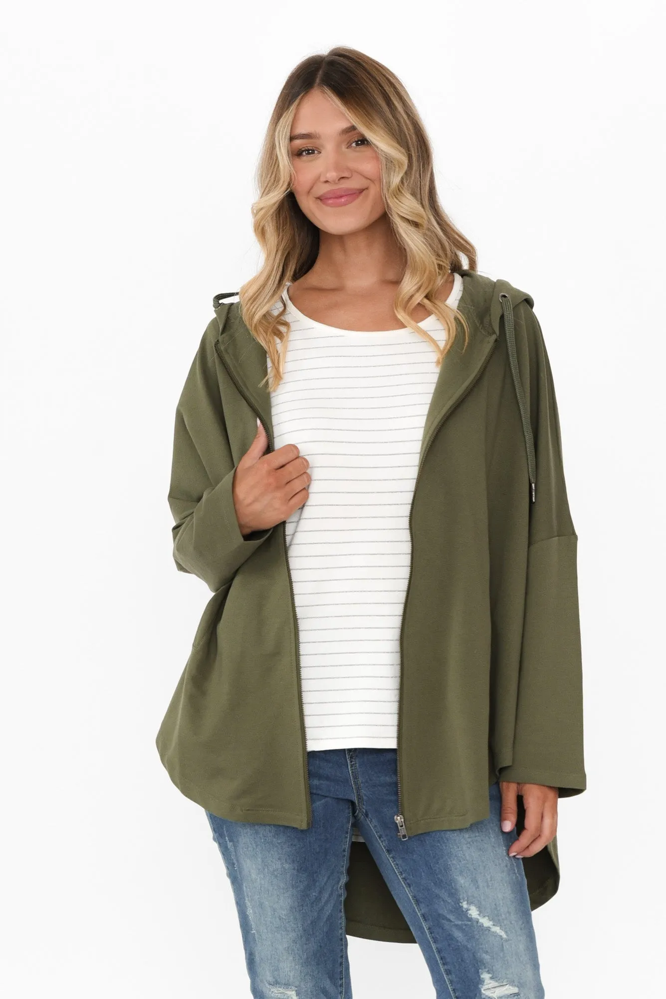 Sal Khaki Cotton Hooded Jacket sold by Blue Bungalow