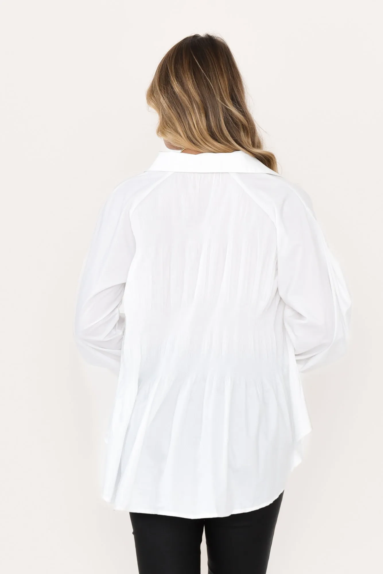 Birdie White Ruched Shirt sold by Blue Bungalow product image thumbnail 4
