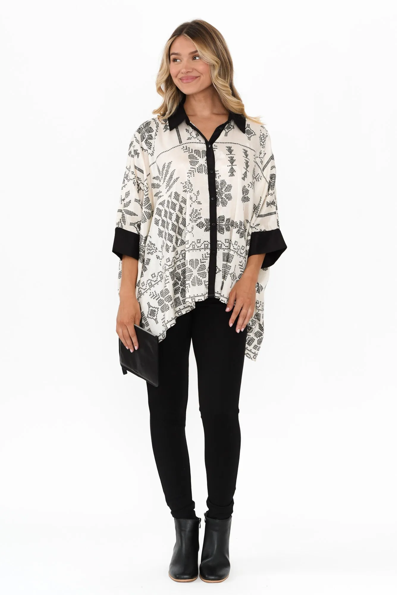 Rio Natural Abstract Collared Shirt sold by Blue Bungalow product image thumbnail 2