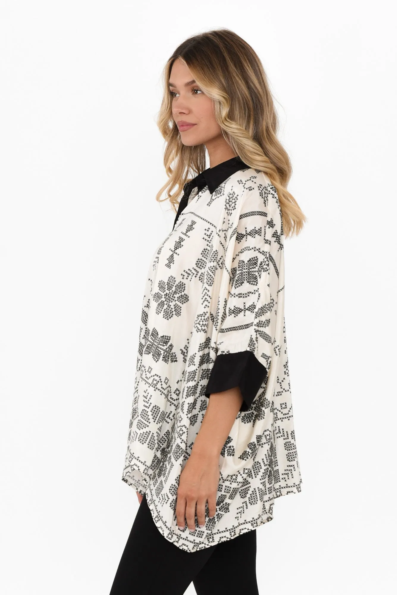 Rio Natural Abstract Collared Shirt sold by Blue Bungalow product image thumbnail 3