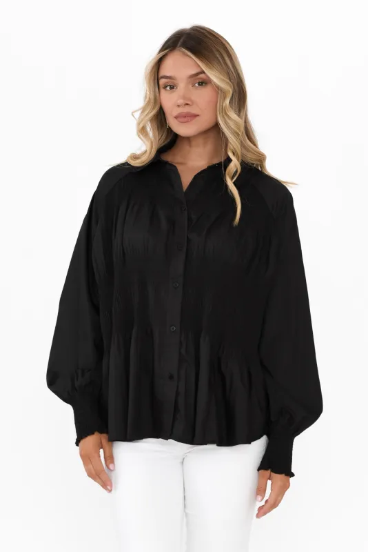 Birdie Black Ruched Shirt sold by Blue Bungalow