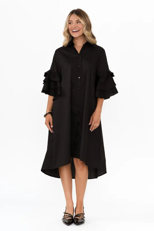 Maestro Black Cotton Tie Dress sold by Blue Bungalow