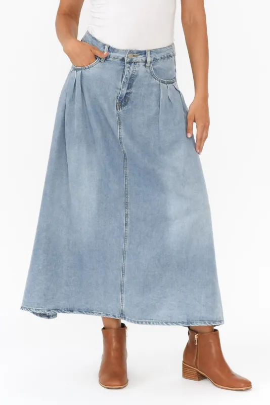 Austin Light Blue Denim Skirt sold by Blue Bungalow