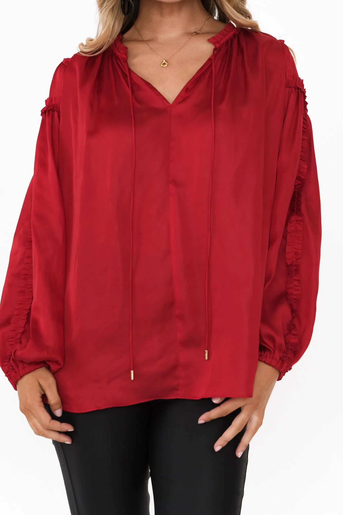 Ritz Cherry V Neck Blouse sold by Blue Bungalow product image thumbnail 5