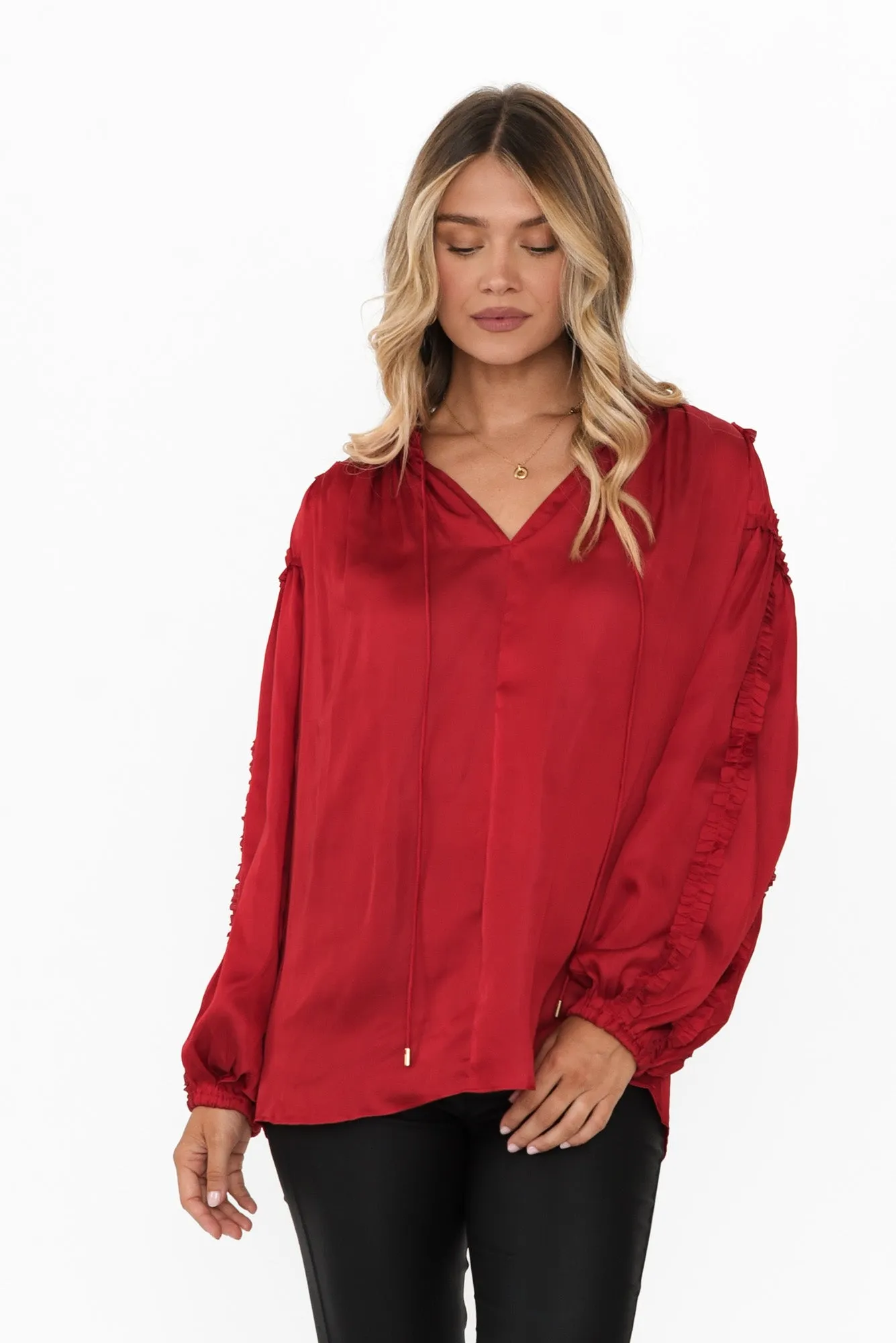 Ritz Cherry V Neck Blouse sold by Blue Bungalow
