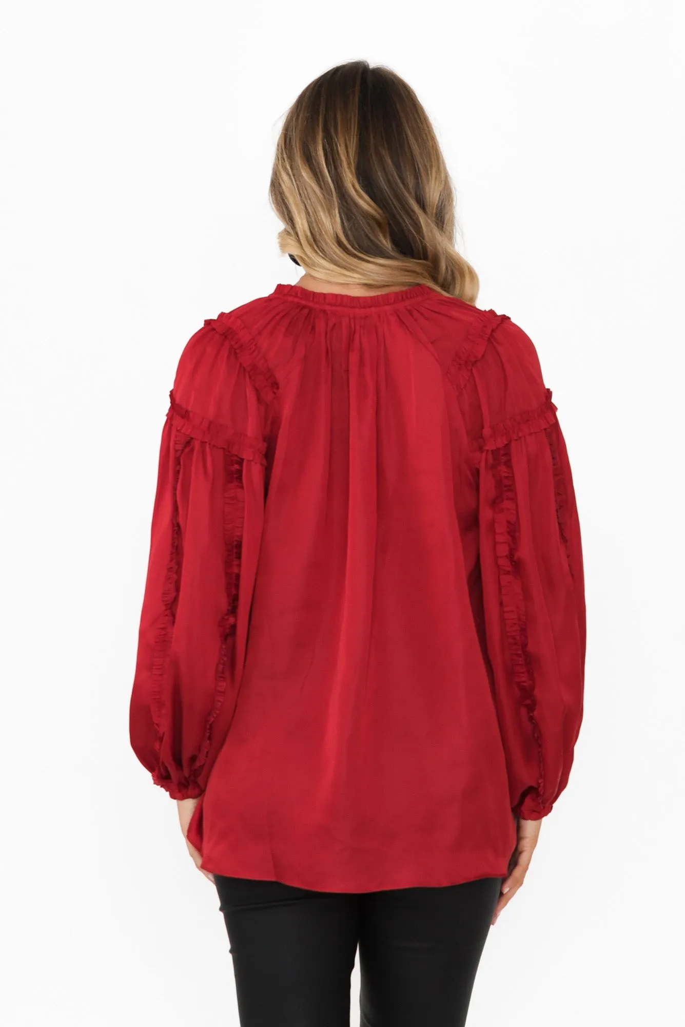 Ritz Cherry V Neck Blouse sold by Blue Bungalow product image thumbnail 4