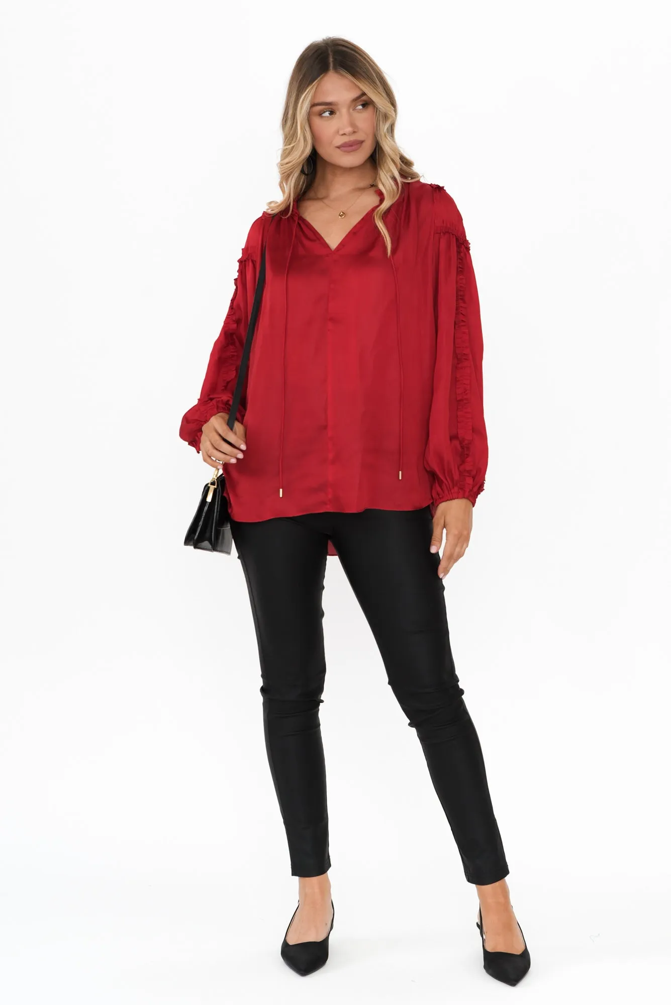 Ritz Cherry V Neck Blouse sold by Blue Bungalow product image thumbnail 2