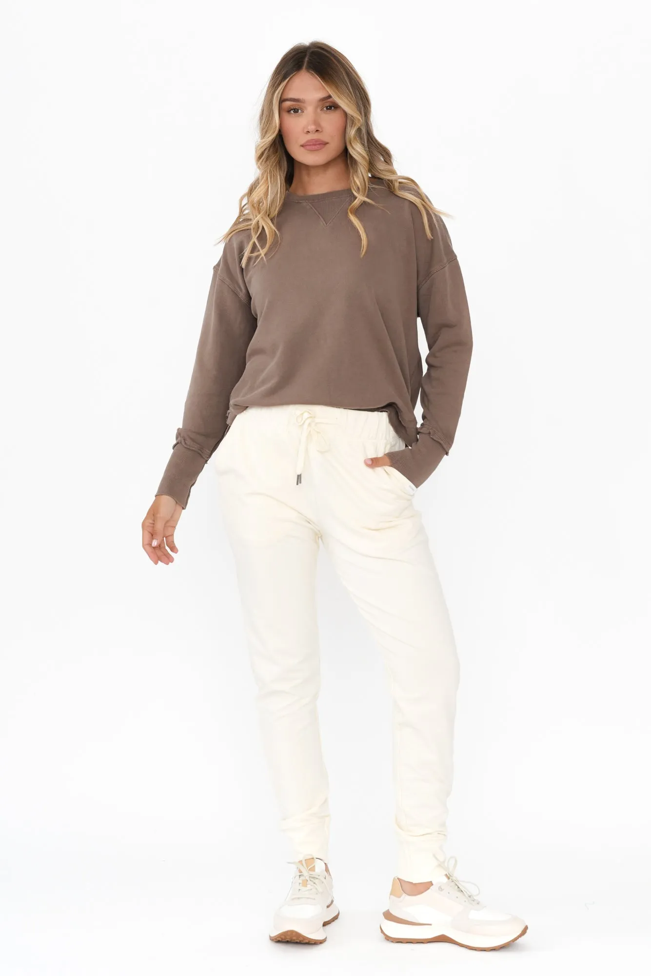 Delilah Mocha Cotton Crewneck Sweatshirt sold by Blue Bungalow product image thumbnail 5