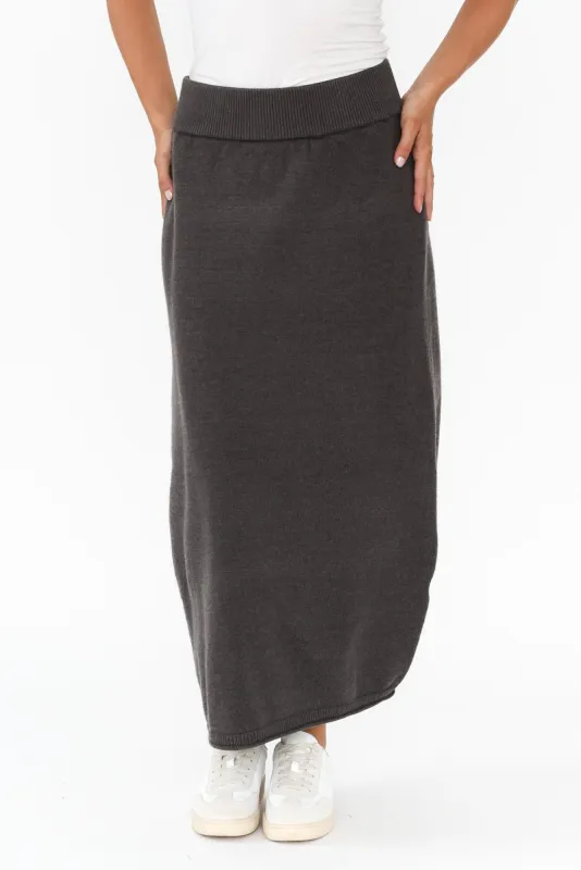Yvette Charcoal Knit Maxi Skirt sold by Blue Bungalow