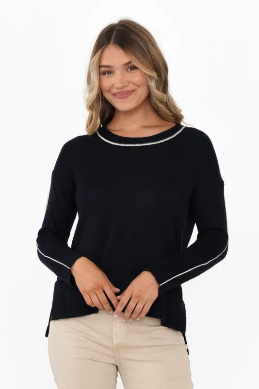 Barrie Navy Trim Knit Jumper sold by Blue Bungalow
