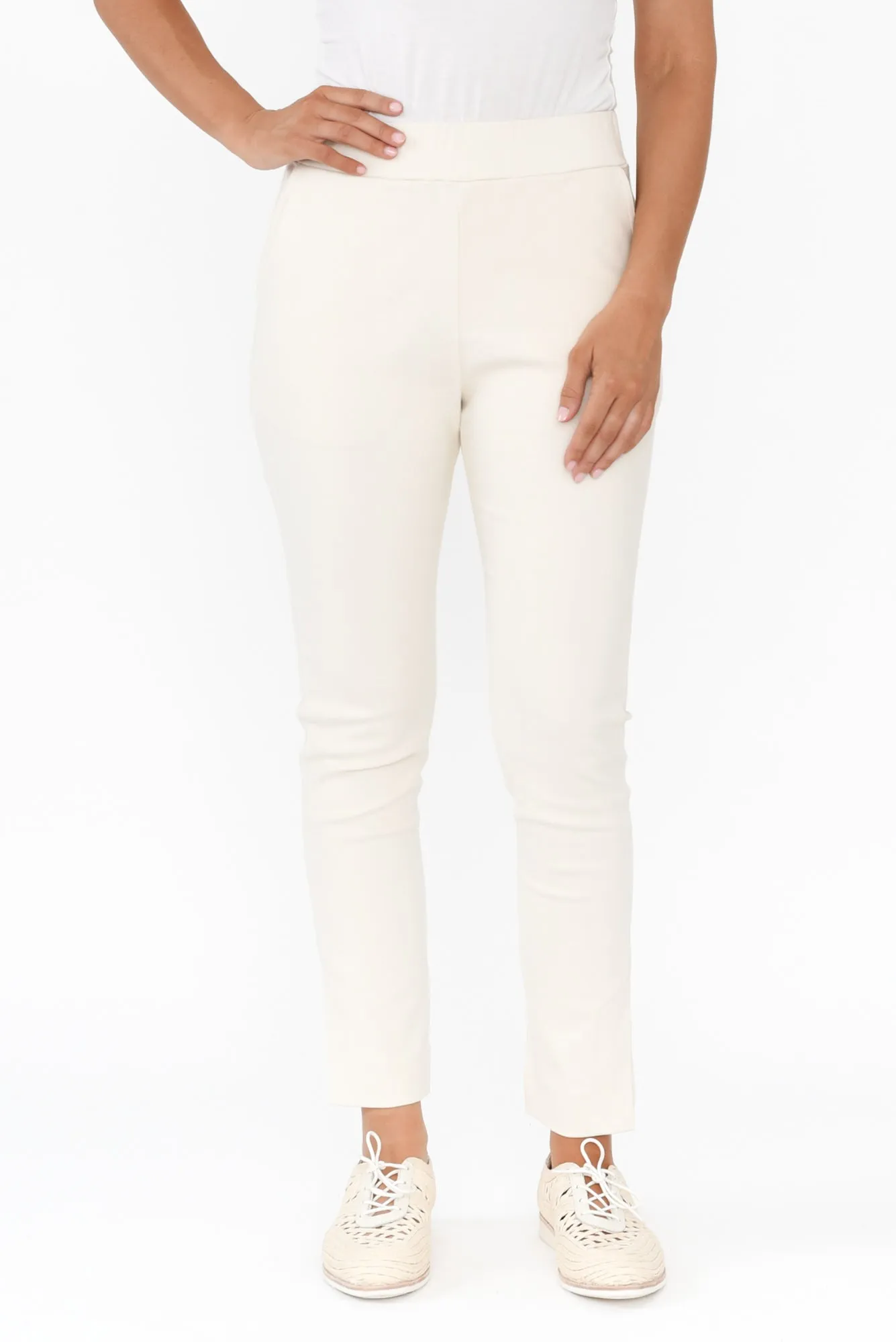Eclipse Cream Cotton Stretch Pants sold by Blue Bungalow