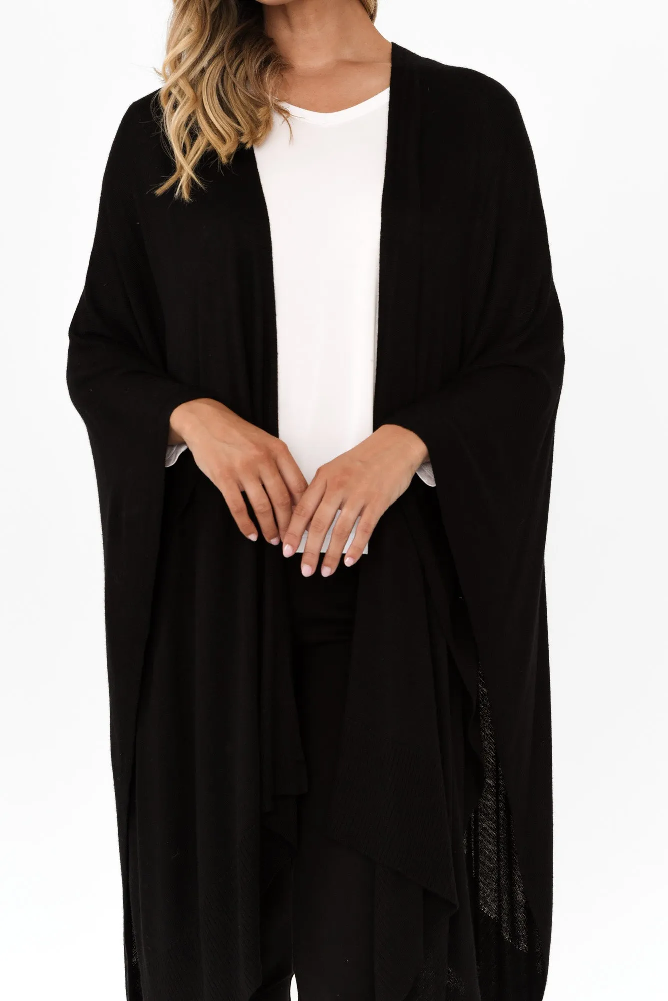 Black Bamboo Cashmere Knit Wrap sold by Blue Bungalow product image thumbnail 5