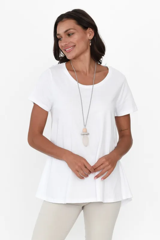 Tegan White Cotton Swing Tee sold by Blue Bungalow