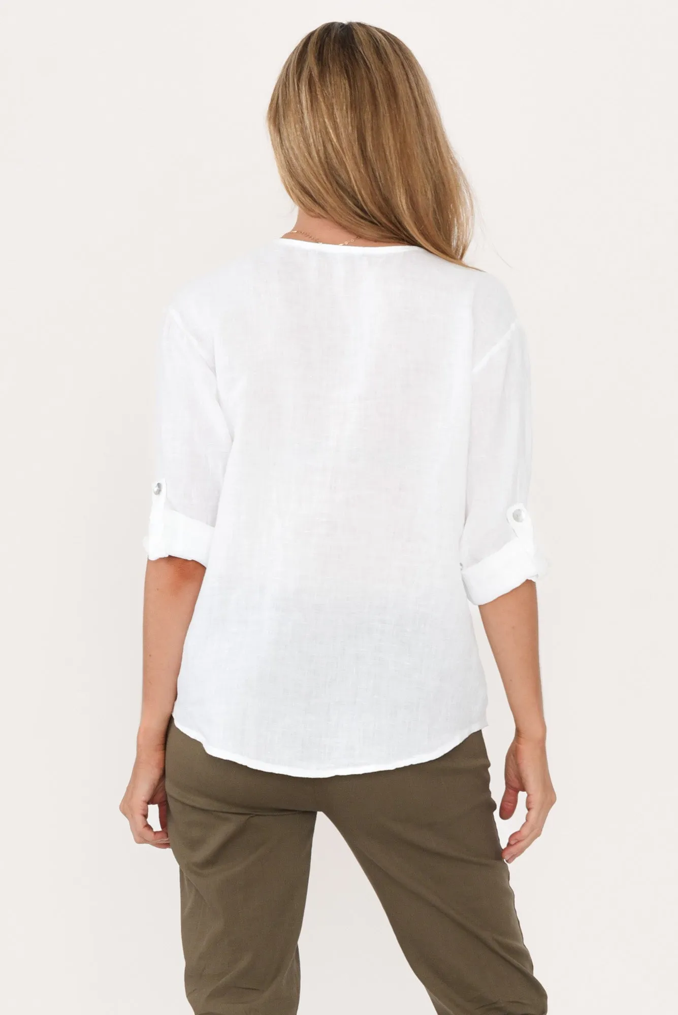 Rita White Linen Top sold by Blue Bungalow product image thumbnail 4