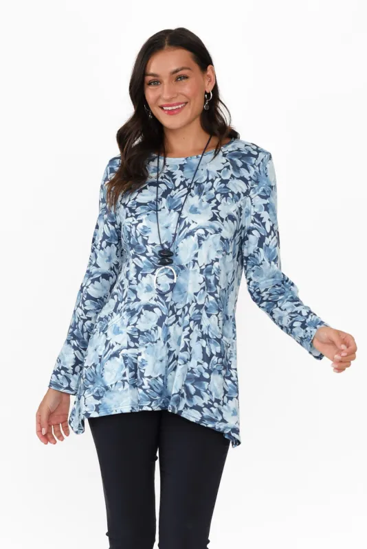 Carmela Navy Floral Pocket Tunic sold by Blue Bungalow