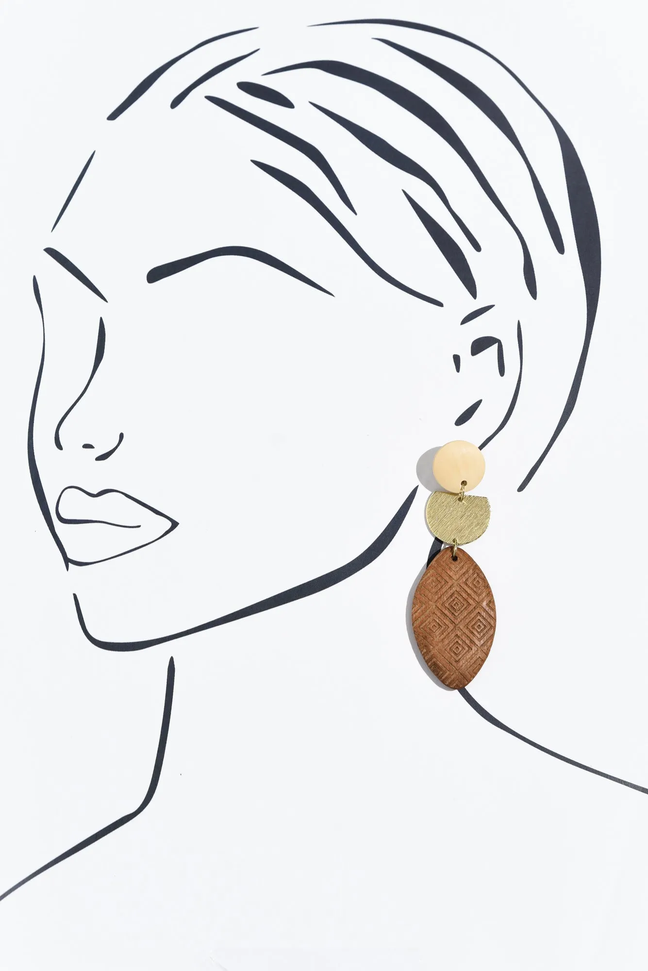 Tora Gold Wood Drop Earrings sold by Blue Bungalow product image thumbnail 2