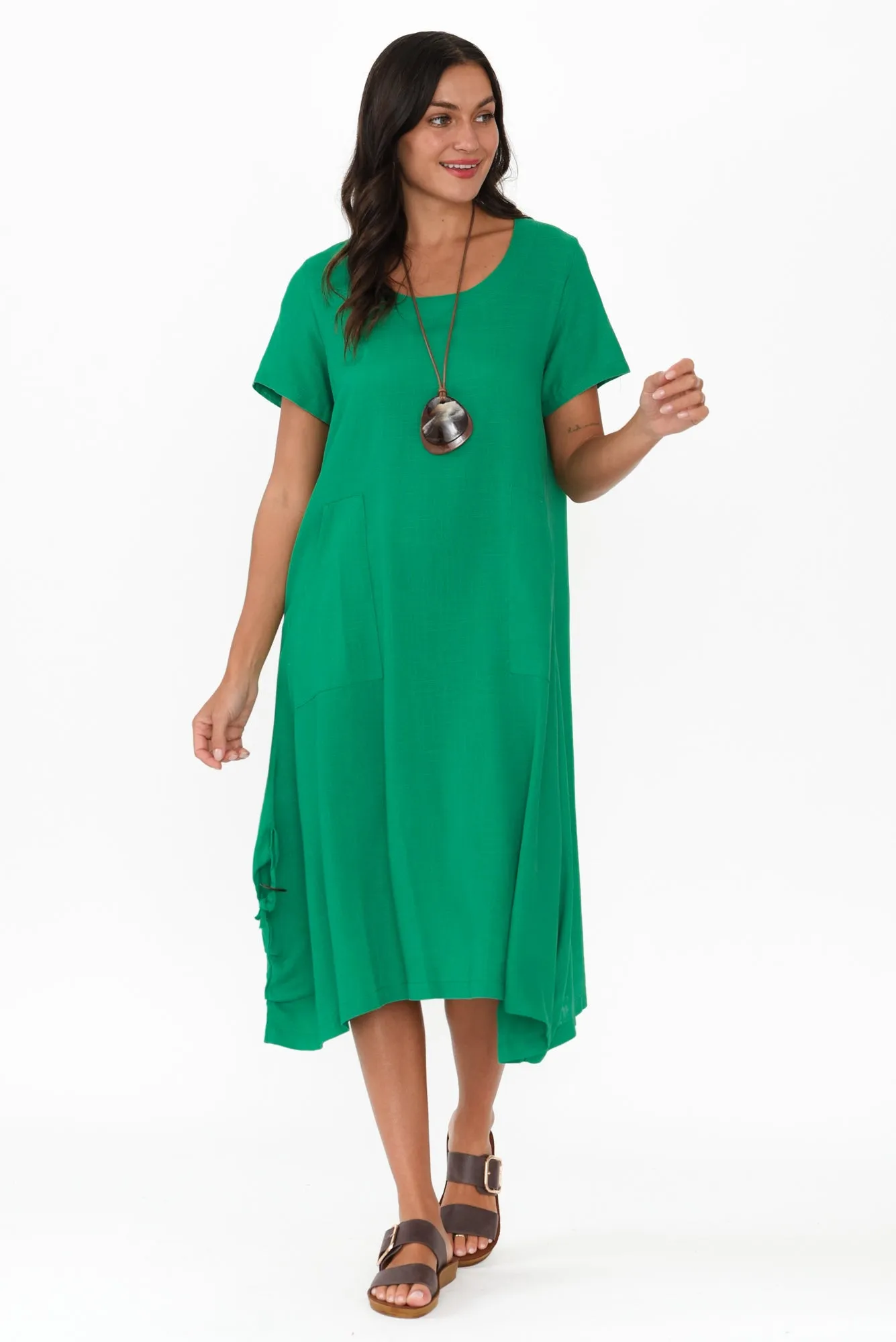 Erisa Green Linen Cotton Dress sold by Blue Bungalow product image thumbnail 2