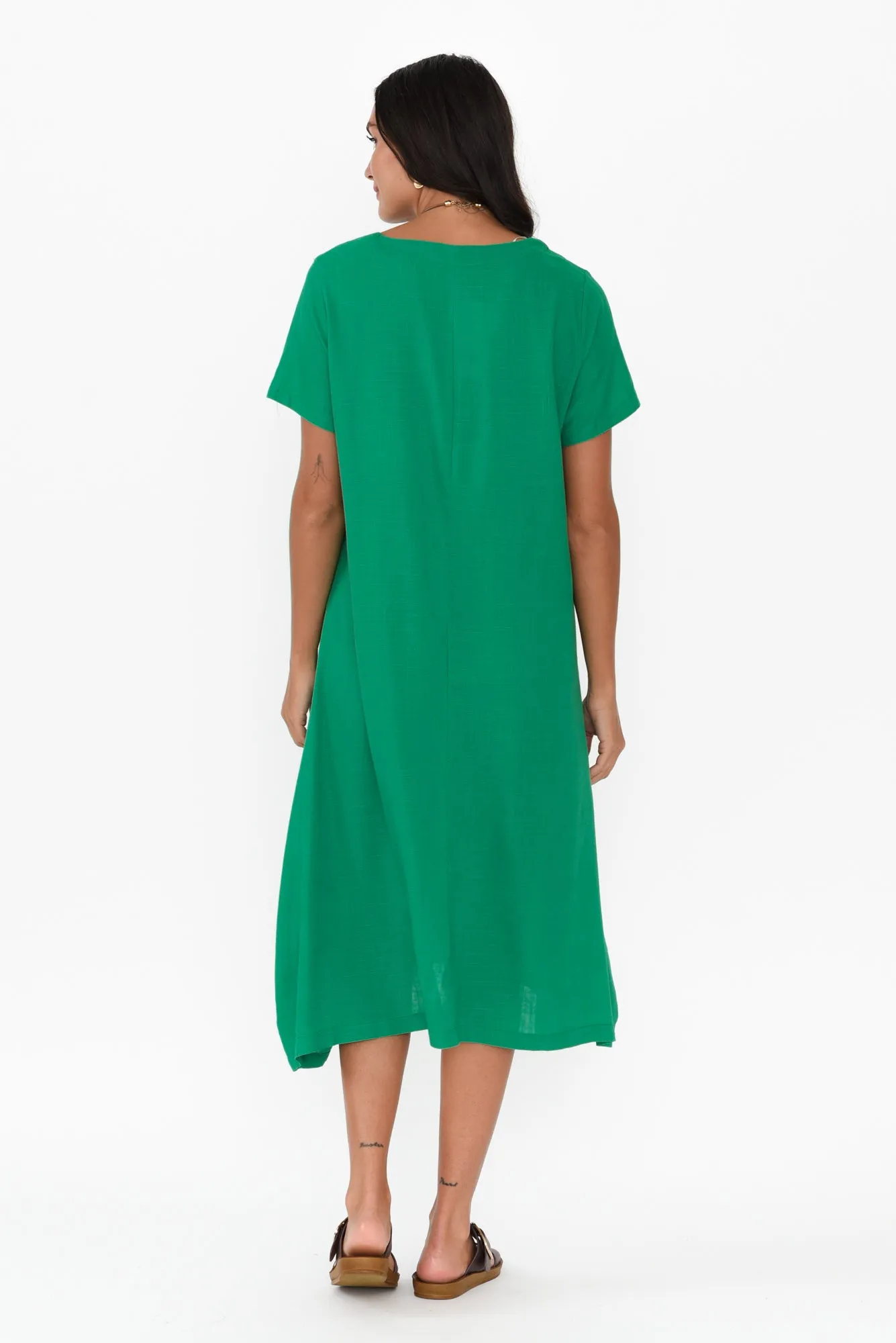 Erisa Green Linen Cotton Dress sold by Blue Bungalow product image thumbnail 4