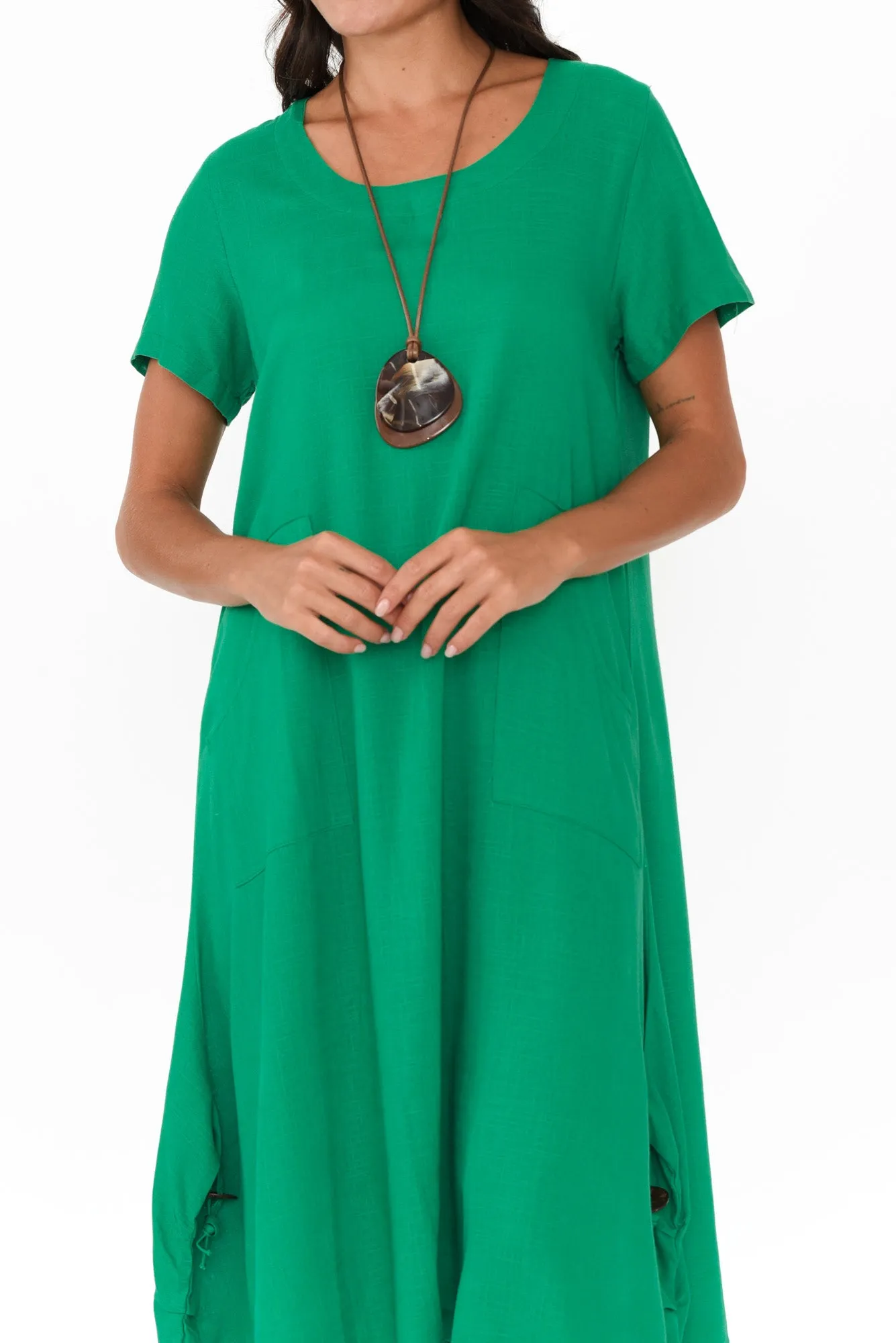 Erisa Green Linen Cotton Dress sold by Blue Bungalow product image thumbnail 5