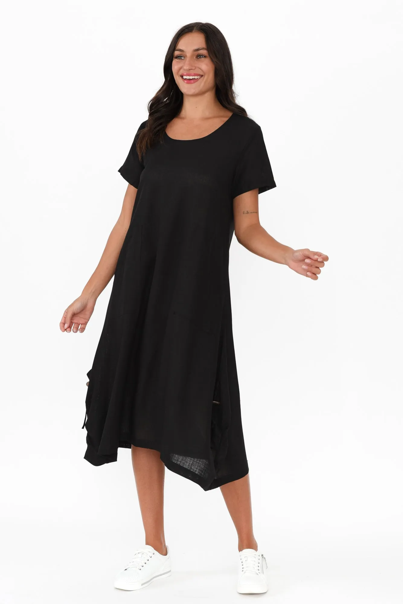 Erisa Black Linen Cotton Dress sold by Blue Bungalow product image thumbnail 2