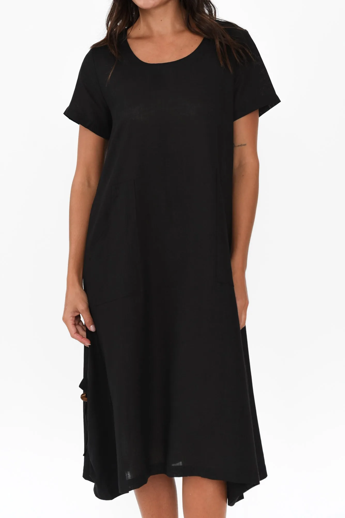 Erisa Black Linen Cotton Dress sold by Blue Bungalow product image thumbnail 5