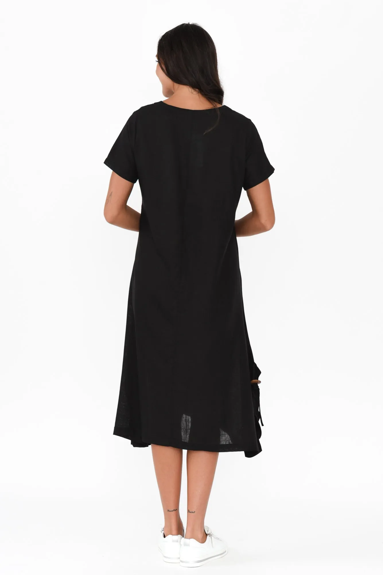 Erisa Black Linen Cotton Dress sold by Blue Bungalow product image thumbnail 4